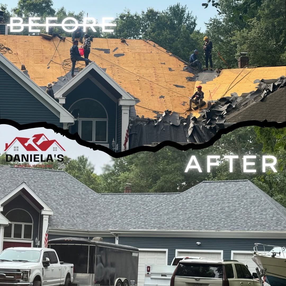 Projects Before and after roof replacement by Daniela's Construction in Massachusetts